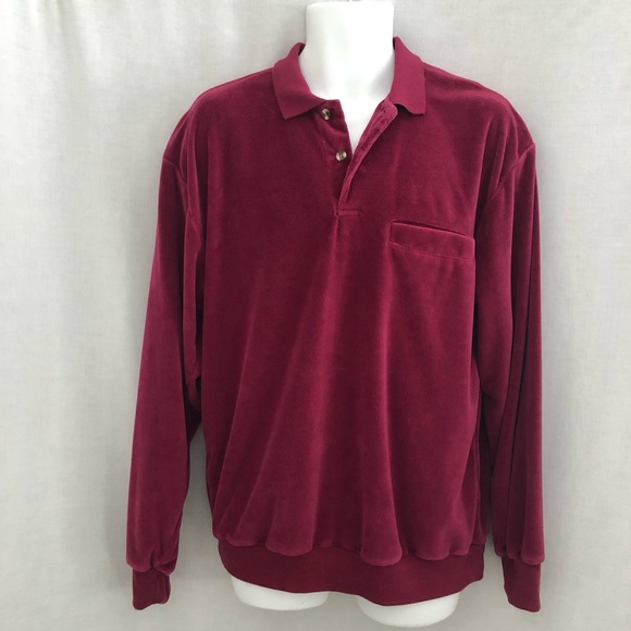 Savile Row Velour Pullover Shirt Men's Medium Vintage Berry Shade - Picture 1 of 6